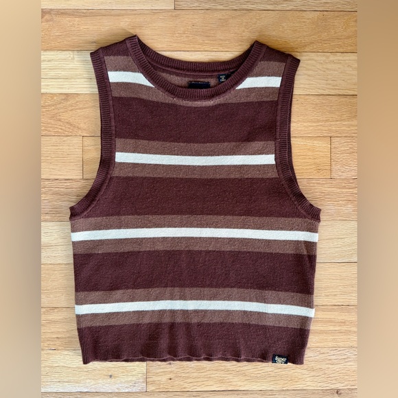 Superdry Tops - Superdry cropped striped fine knit sleeveless sweater US size 6